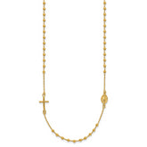 14K Gold Polished Rosary Necklace with Cross  Elegant Women's Faith Symbol